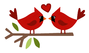 two cute drawn cardinals on a branch