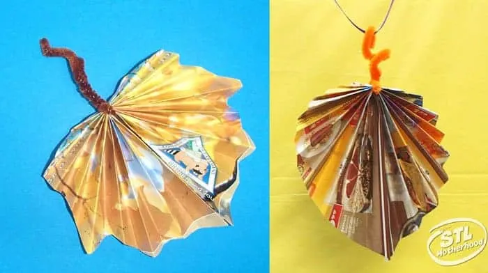 leaves from recycled magazines