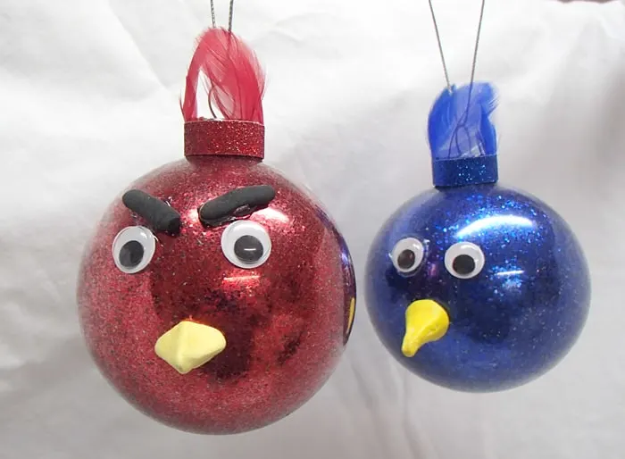 angry bird Christmas glitter ornament