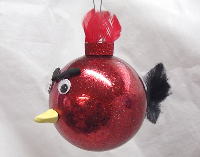 angry bird Christmas glitter ornament 