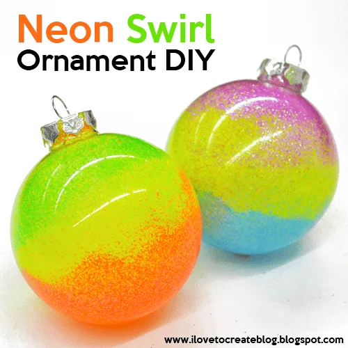 Neon Swirl Glitter Ornaments