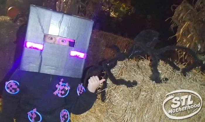 Kid in Minecraft enderman costume at Boo at the Zoo in St. Louis