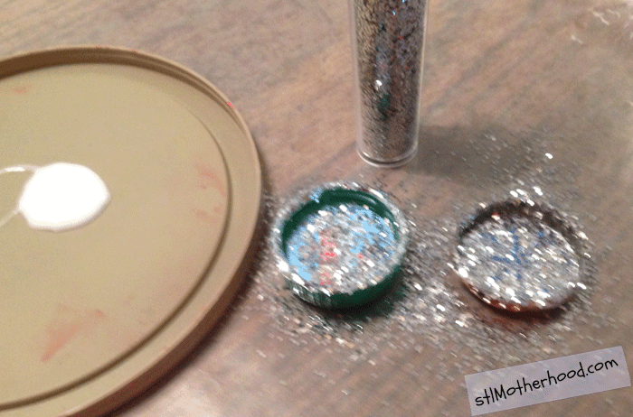 bottlecap magnet glitter