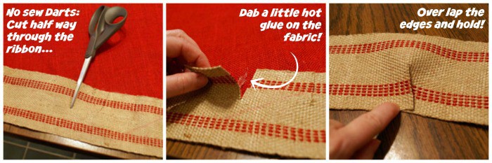 how to make a no sew dart with burlap trim