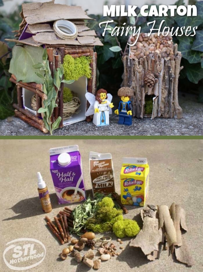 Make a cool milk carton fairy houses with your kids!