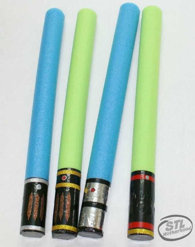 Star Wars pool noodle light sabers