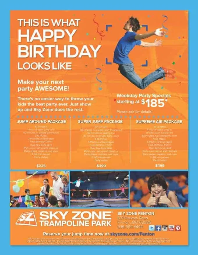 SkyZone Party Flyer