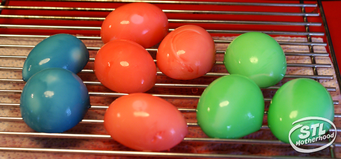 Rainbow deviled eggs for Easter