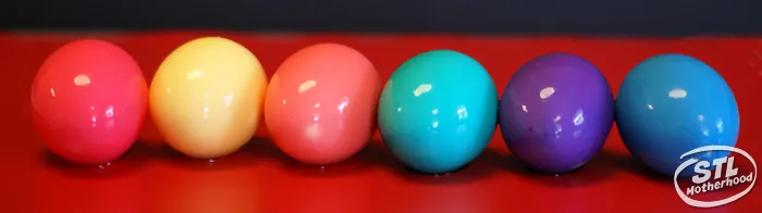 Rainbow deviled eggs for Easter