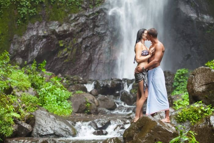 Couple at waterfall