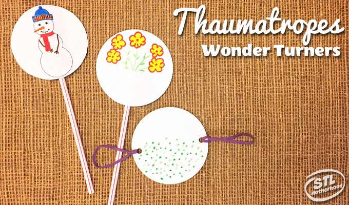 Thaumatrope and wonder turners you kid can make. STEM craft.