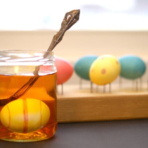 dye easter egg in vinegar and food coloring