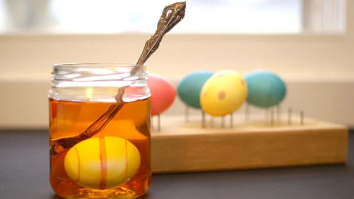 dye easter egg in vinegar and food coloring