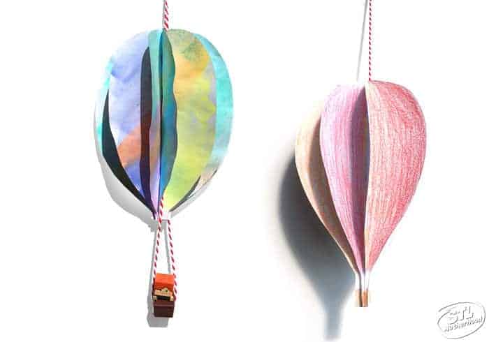 Easy 3D hot air balloon paper craft for kids of all ages. 