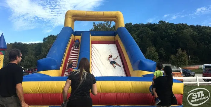 the inflatable slide at Brookdale farm corn maze