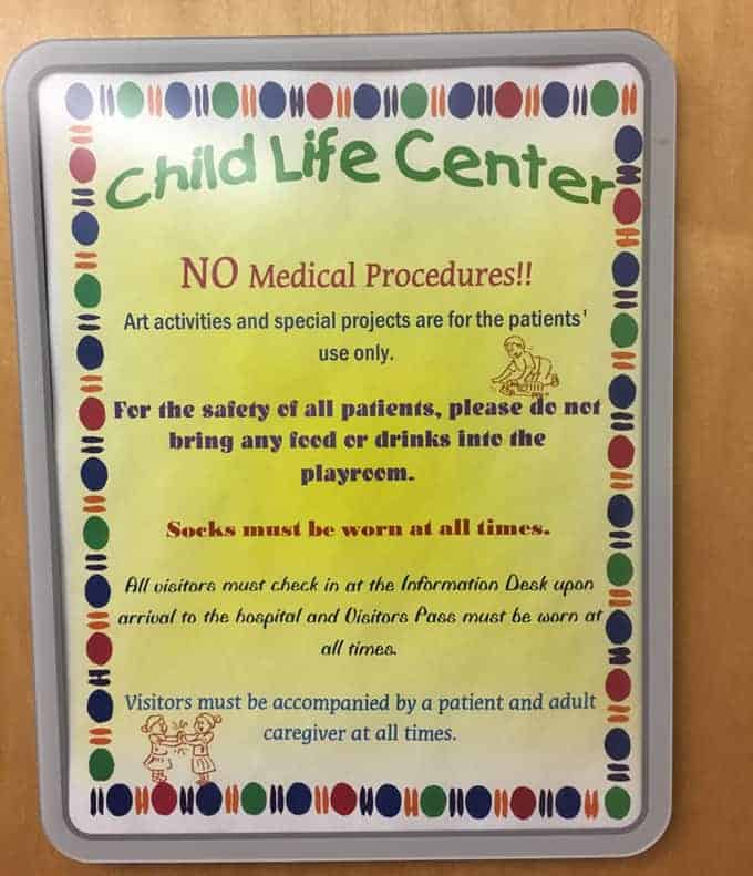 sign for Child Life Center at St. Louis Children's Hospital