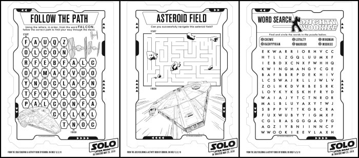 Star Wars SOLO: Free Printable Activity Sheets | vlr.eng.br