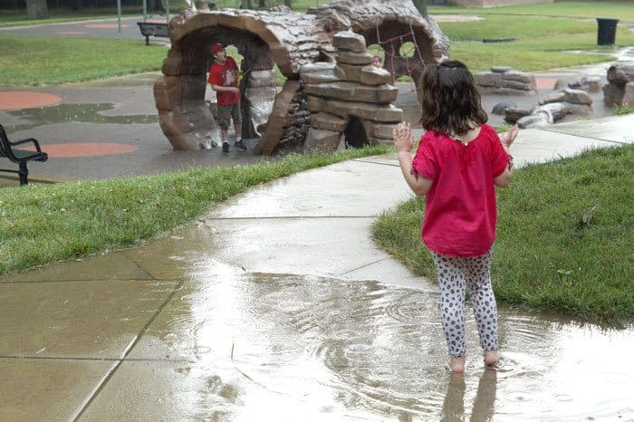 kids play in rain