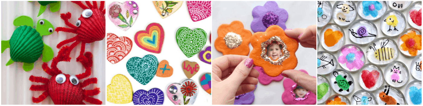 colorful refrigerator magnets made by kids