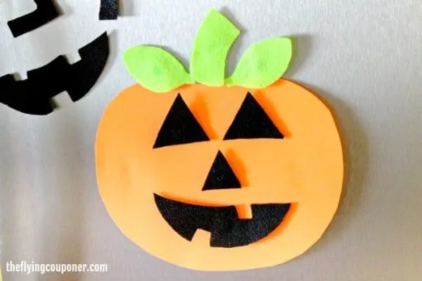 Pumpkin fridge magnet made from foam sheets
