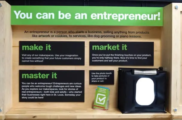 Entrepreneur display shows kids how to market their creations.