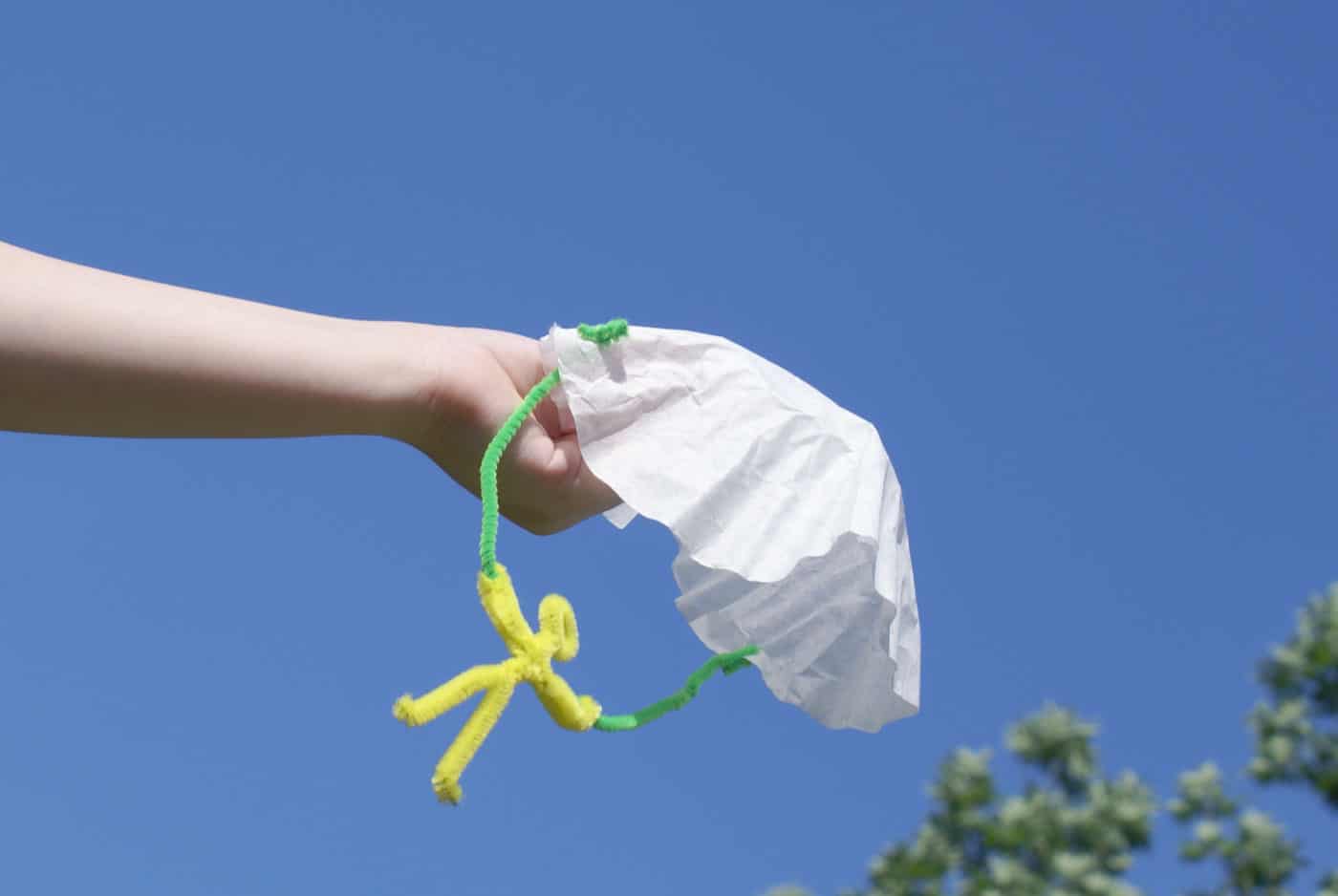 parachute craft made with a coffee filter
