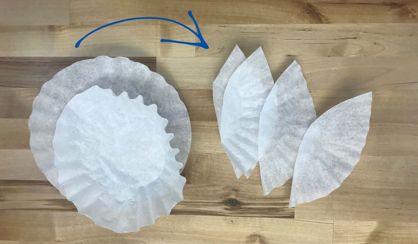 making a quill pen with a coffee filter
