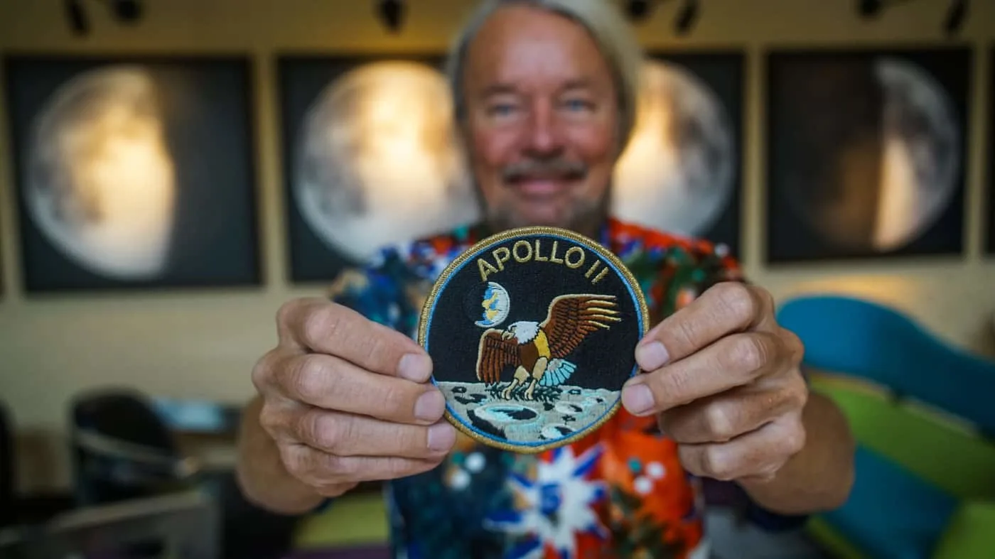 Joe Edwards with an Apollo 11 patch