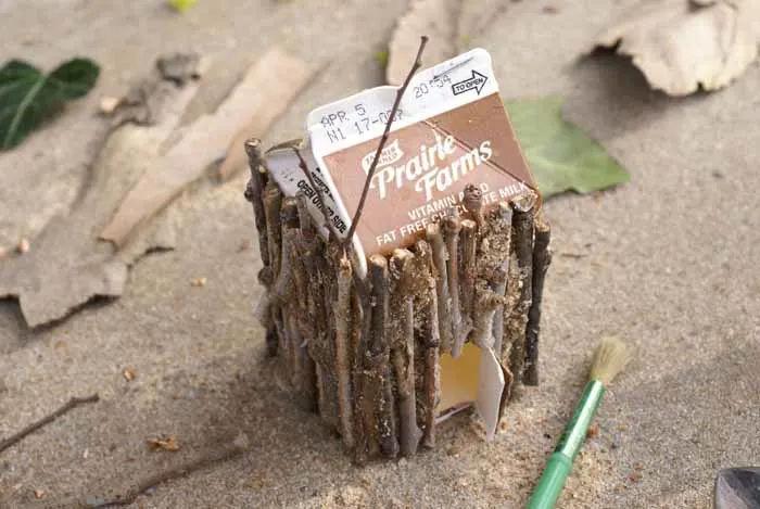 sticks glued to a dairy carton