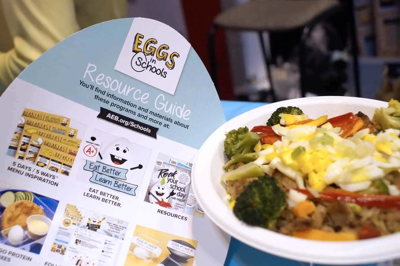 Booth from the American Egg Board showing how eggs can be served in school lunch