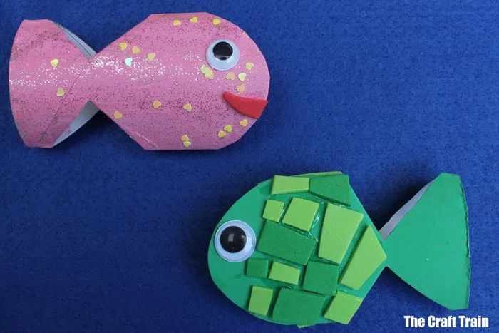 fish made with painted cardboard tubes