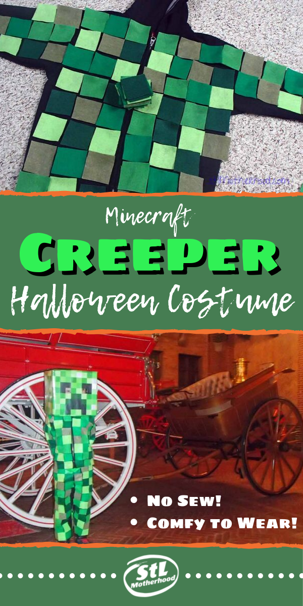 Easy Minecraft Creeper Costumethat's comfy to wear!