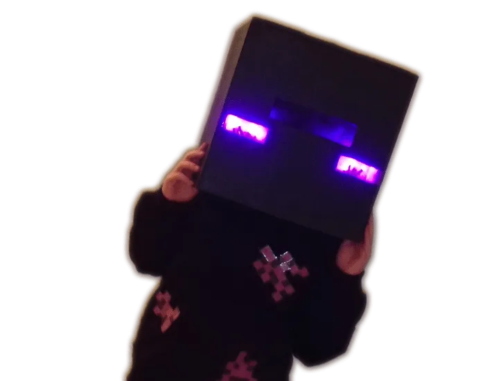 Enderman from mine craft black skin and purple eyes one set of eyes