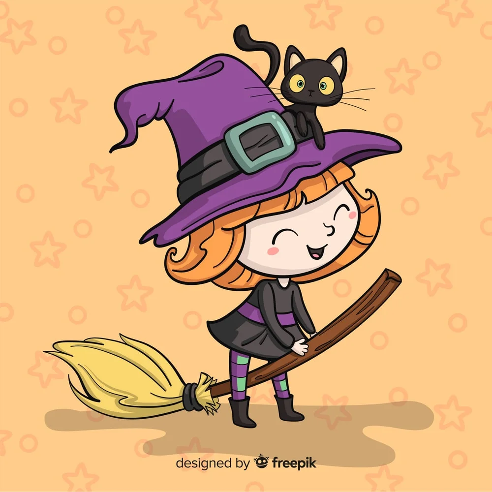 free clipart witchs broom to color