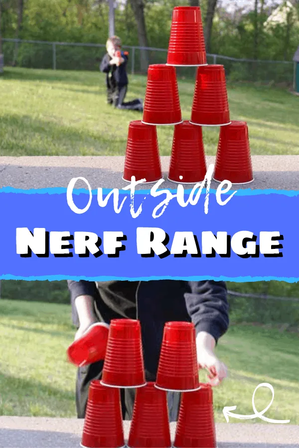 Tired of picking up Nerf darts from behind the furniture? Send the kids OUTSIDE and let them make their own target range! Great for those times you don't want an all out war, this target game is something the kids can set up all by themselves. 
#nerf
