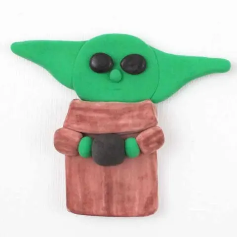 flat Baby Yoda figure made with air dry clay