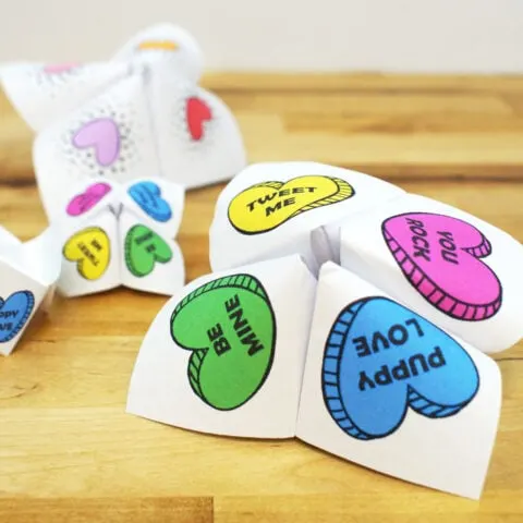 paper Valentine Day fortune tellers with hearts