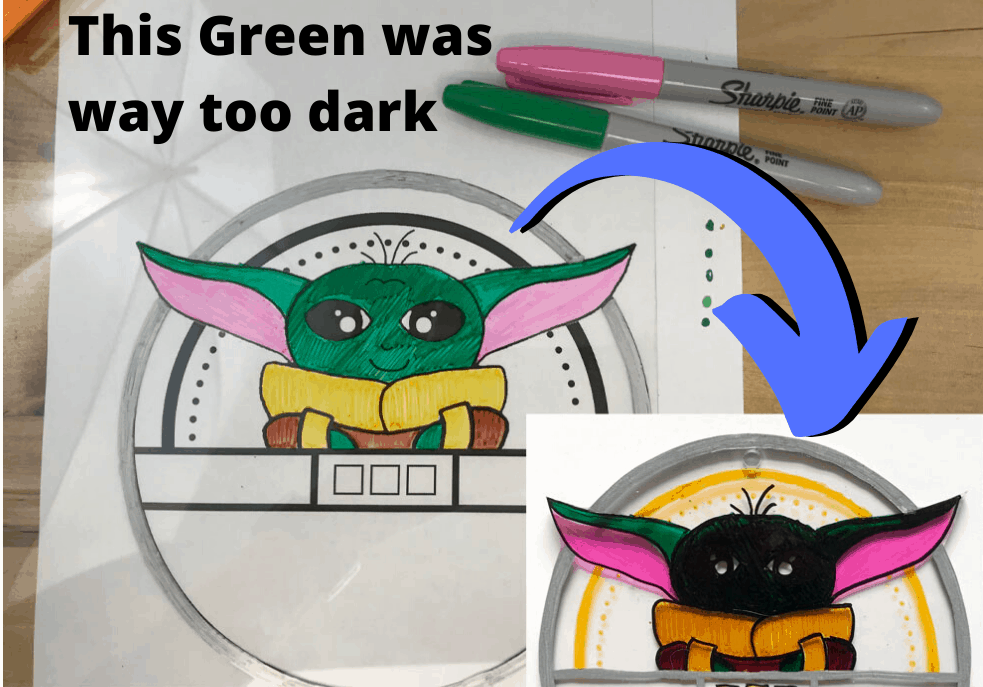 shrinky dink color fail -- green turned too