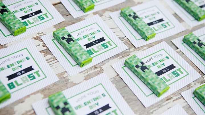 Image for Printable Minecraft Valentines with Creeper Gum Wrappers