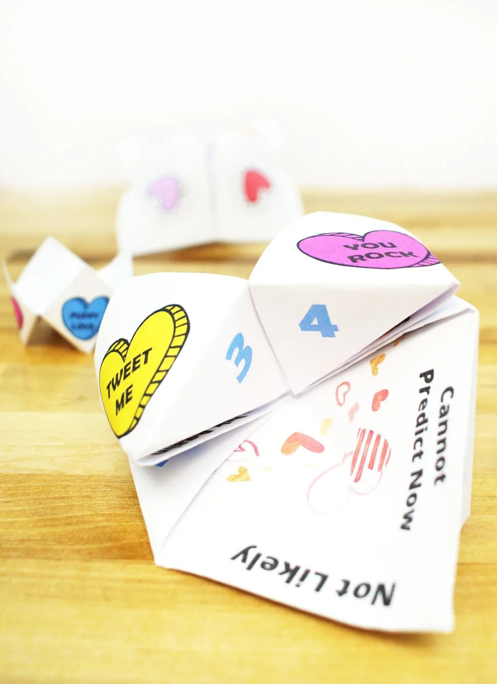 paper fortune teller with hearts for Valentine's day