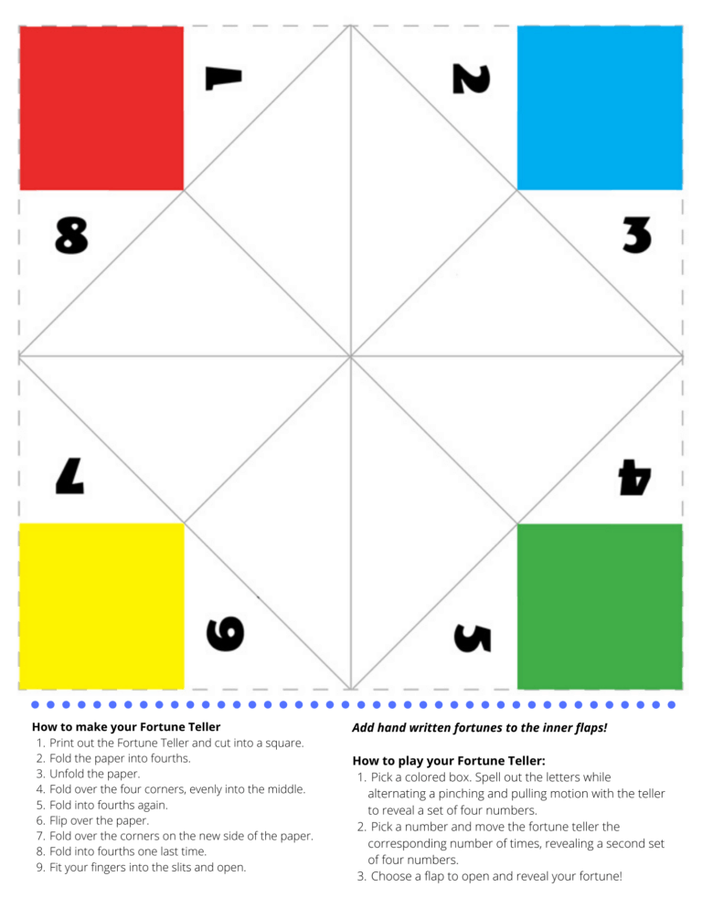 Blank Fortune Teller Template