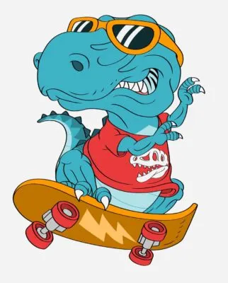 dinosaur on a skateboard