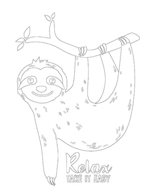 sloth on a branch coloring sheet