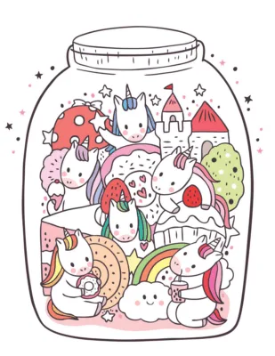 unicorns in a jar coloring sheet