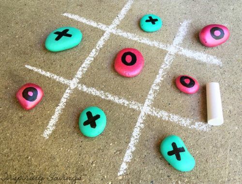 tic tac toe with painted rocks