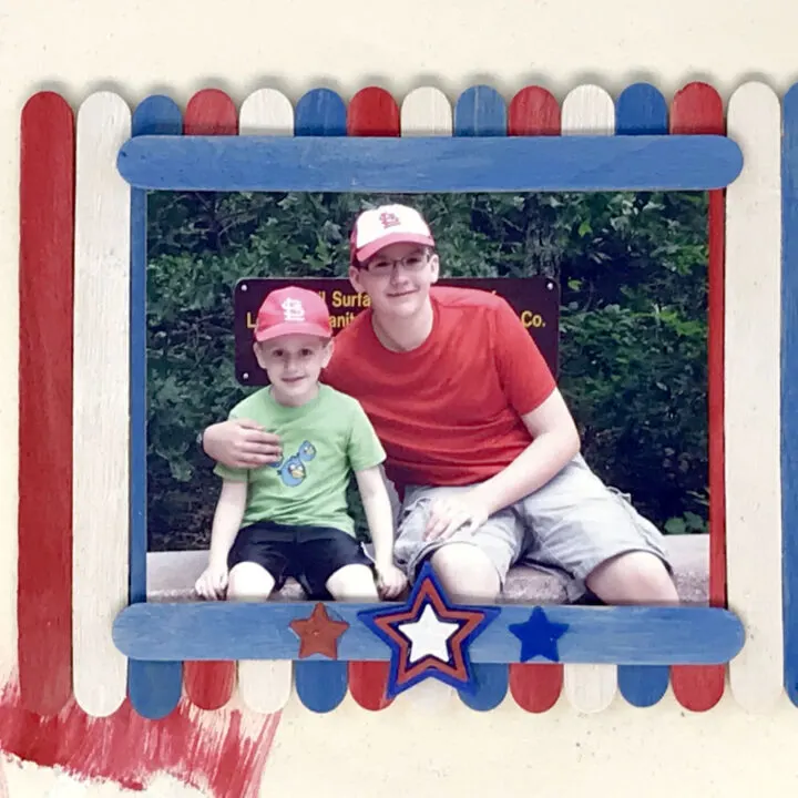 Red, White and Blue Popsicle Stick Frame