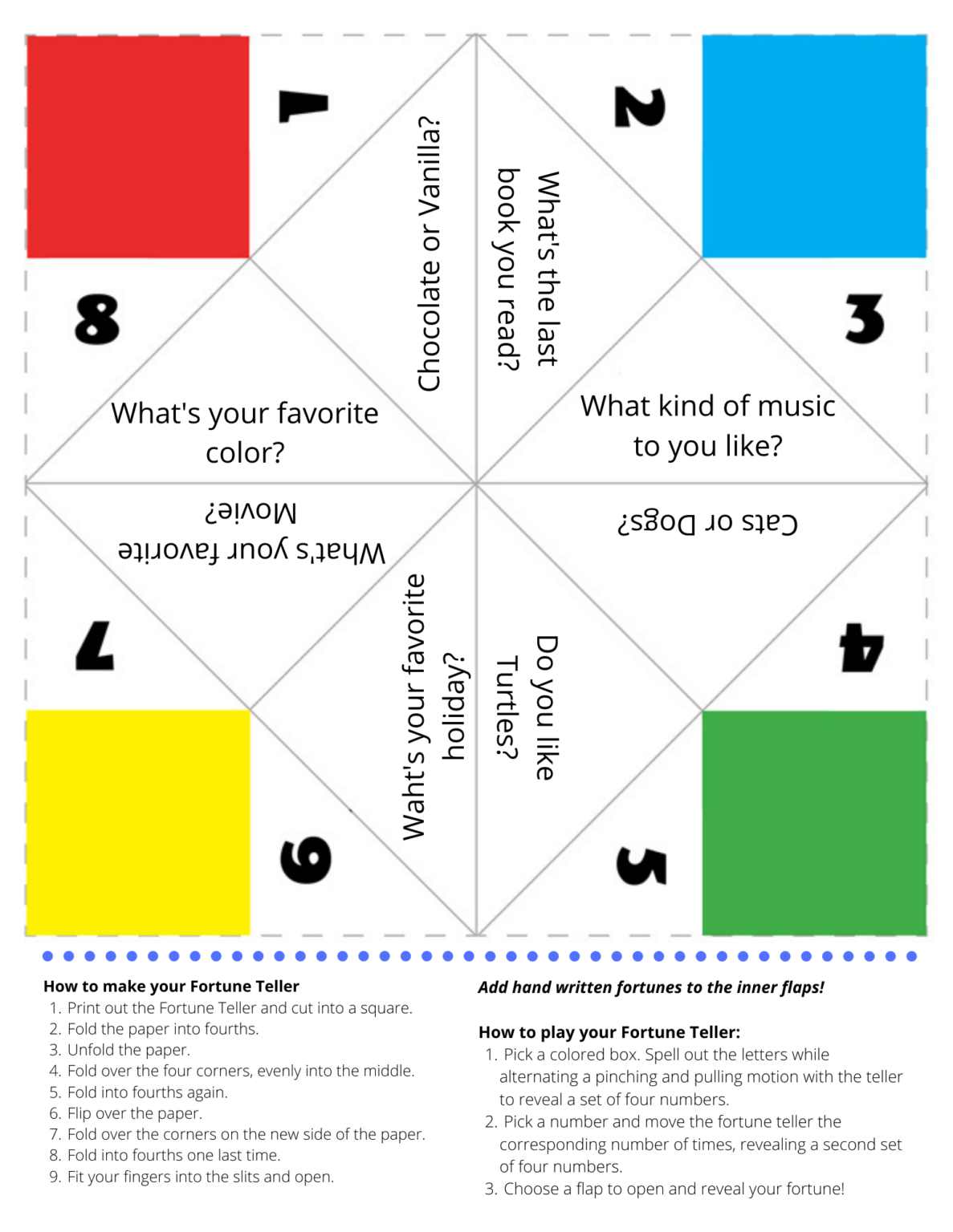 17 Wacky Things To Put Inside A Paper Fortune Teller StlMotherhood