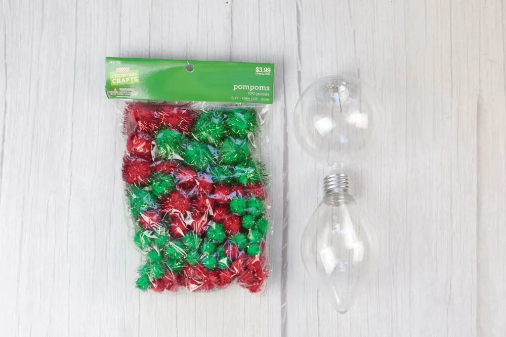 pom pom filled ornament supplies