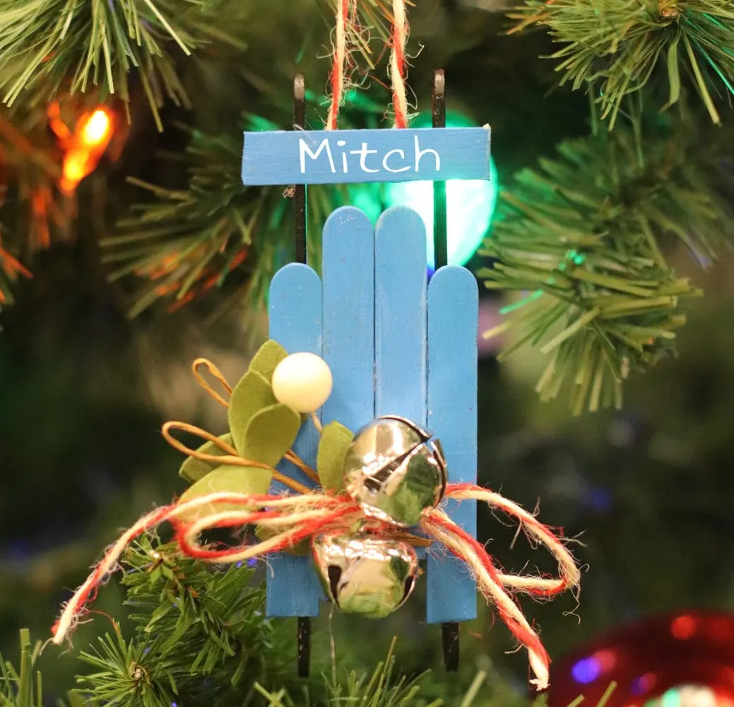 Easy DIY Popsicle Stick Sled Ornament Craft